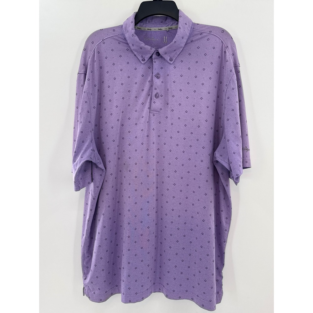 Walter‎ Hagen 11 Majors Mens XL Purple Geometric Diamond Print Golf Polo Shirt